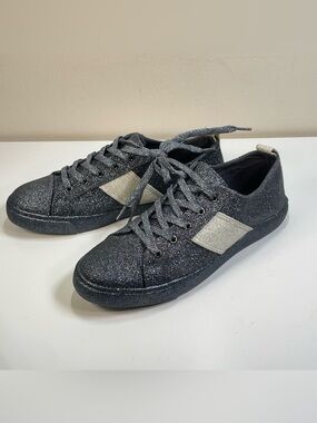 Kendall + Kylie Olea Glitter Sneakers Pewter Low Top Lace Up Womens Size 9.5